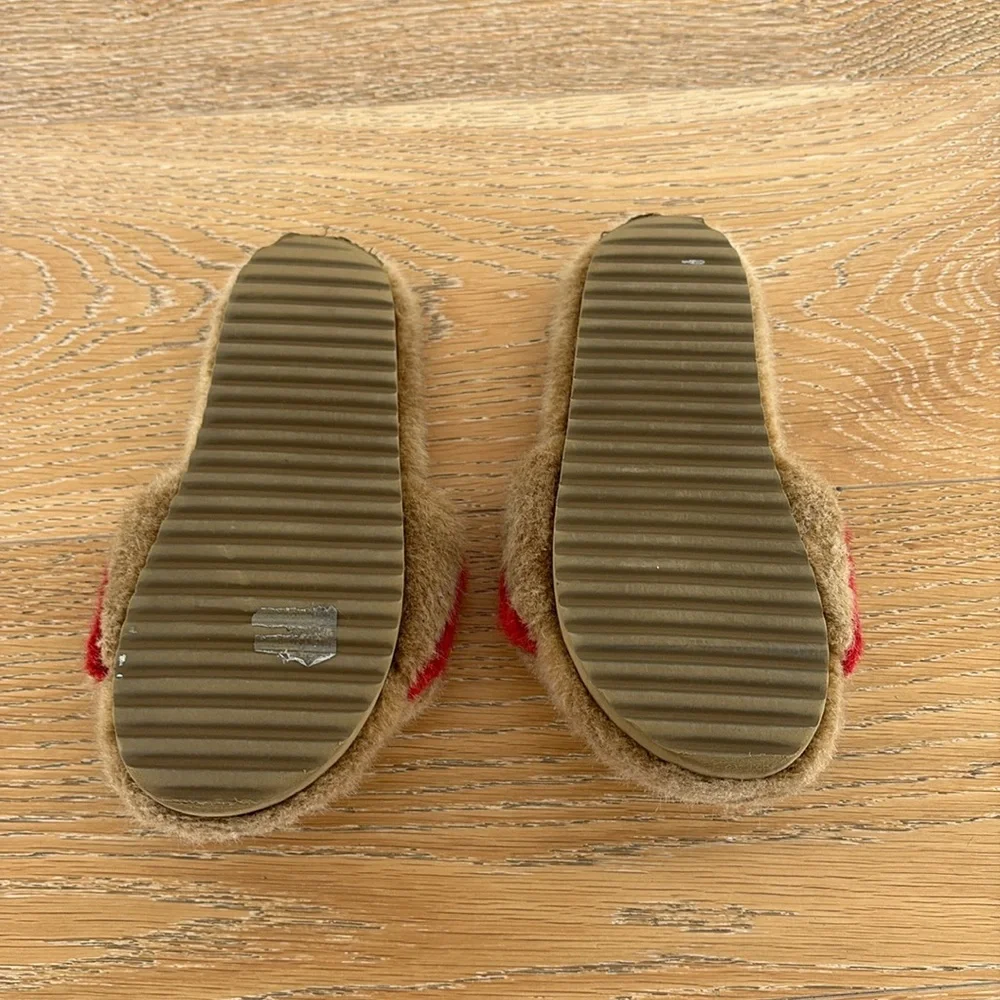 Burberry Brown and Red Cozy Slide Sandals size 34